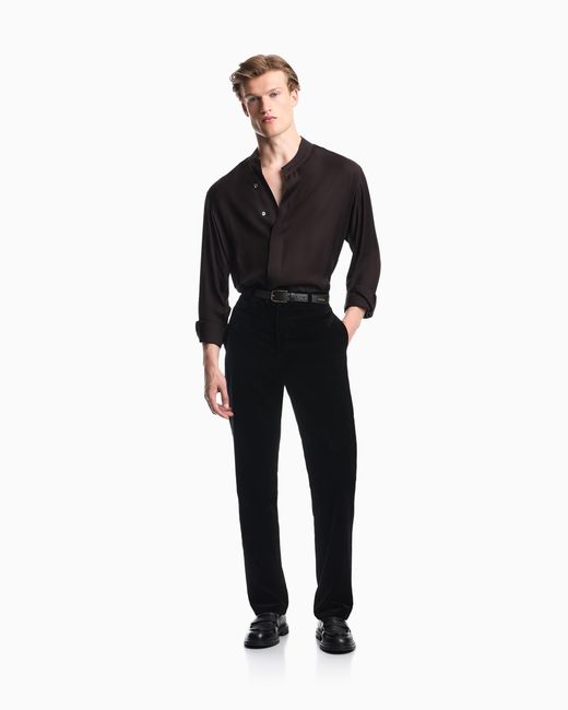 Emporio Armani Blue Smooth Velvet Trousers for men