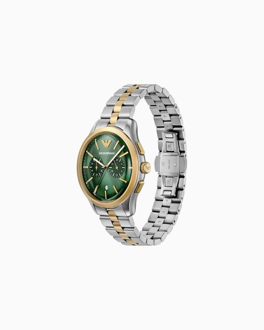 Emporio Armani Green Chronograph Two-Tone Stainless Steel Watch for men