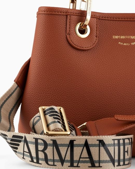 Emporio Armani Brown Kleiner Shopper Myea Mit Hirsch-print