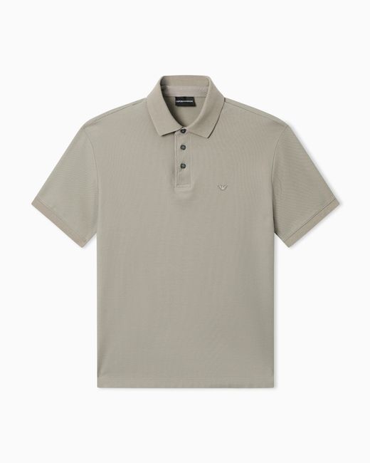 Emporio Armani Gray Regular Fit Piqué Polo Shirt for men