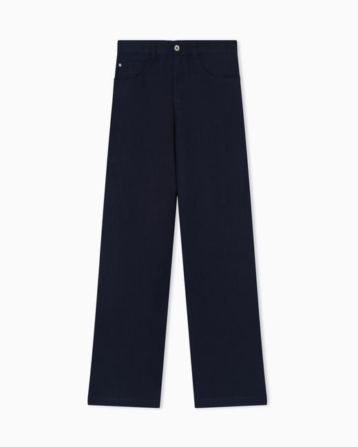 Emporio Armani Blue J14 Regular-Fit Linen Trousers