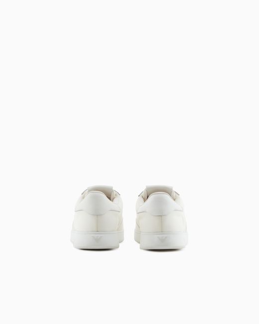 Emporio Armani White Nylon Sneakers With Leather Details for men