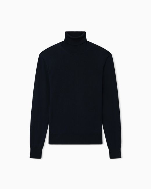 Emporio Armani Blue Pure Virgin-Wool Rollneck Jumper for men