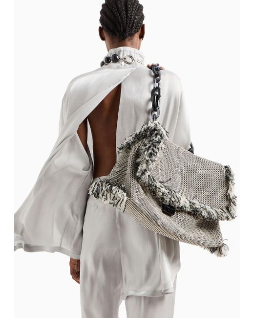 Emporio Armani White Full-zip Pea Coat In Trilobal Fabric