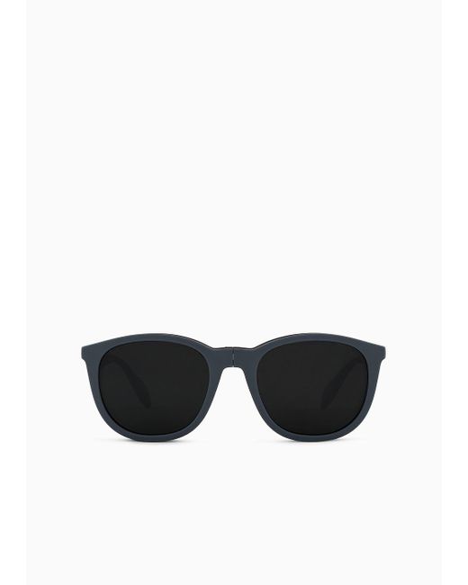 Emporio Armani Black Panto Sunglasses With Interchangeable Lenses for men