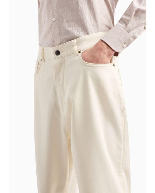 Pantalon Cinq Poches J79 Coupe Carotte En Coton Micro-armuré Emporio Armani pour homme en coloris White