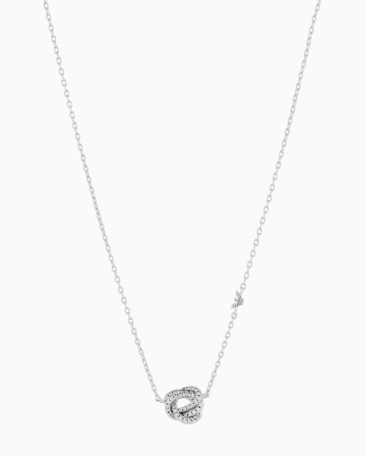 Emporio Armani White Tone Brass Station Necklace