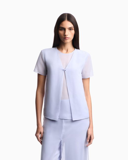 Emporio Armani Blue Two-Piece Technical Georgette Blouse