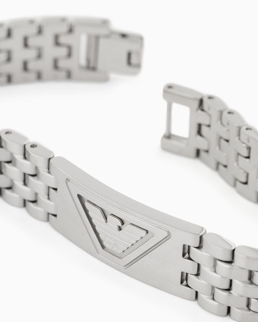 Emporio Armani White Stainless Steel Id Bracelet for men