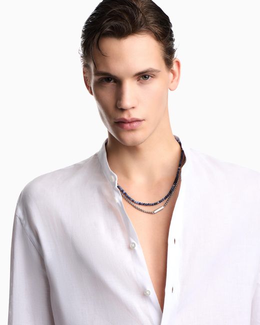 Emporio Armani Metallic Stainless Steel Necklace for men