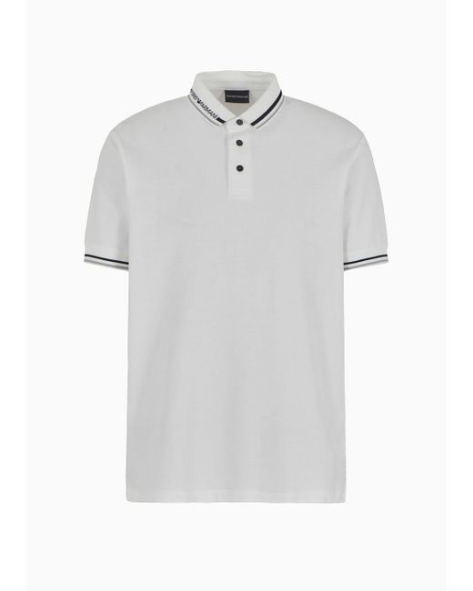 Emporio Armani White Jersey Polo Shirt With Placed Logo for men