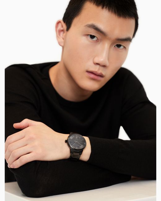 Emporio Armani Black Swiss Made Automatic Stainless Steel Watch for men