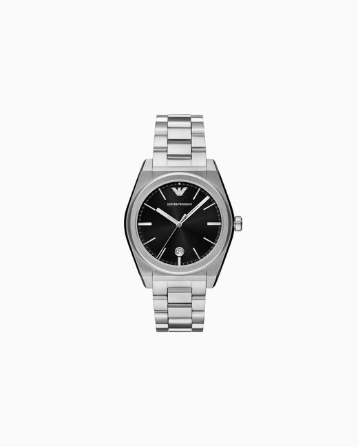 Reloj De Tres Manecillas De Acero Inoxidable Con Visualización De Fecha Emporio Armani de hombre de color White