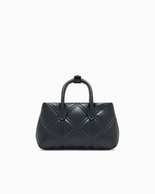 Emporio Armani Blue Nappa Leather-Effect Mini Bag With Embossed Motif