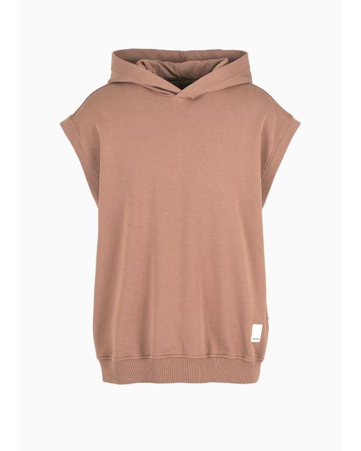 Emporio Armani Pink Sustainability Values Capsule Collection Organic Jersey Sleeveless Hooded Sweatshirt for men