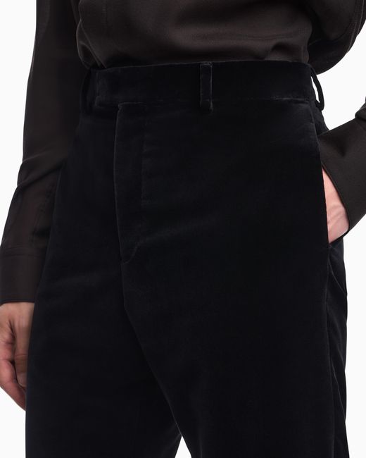 Emporio Armani Blue Smooth Velvet Trousers for men