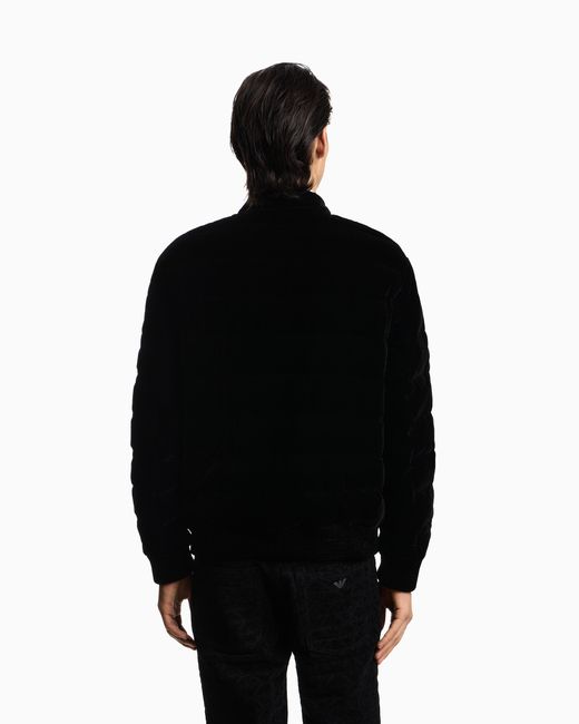 Emporio Armani Black Lunar New Year Reversible Velvet Down Jacket for men