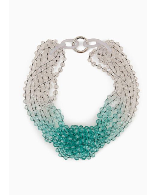 Emporio Armani Blue Mehrsträngige Halskette Mit Farbverlauf Und Knoten