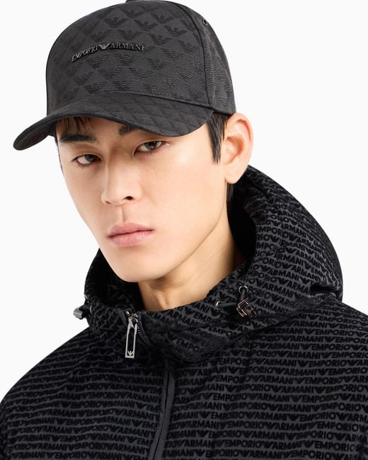 Emporio Armani Black All-Over Eagle Jacquard Baseball Cap for men