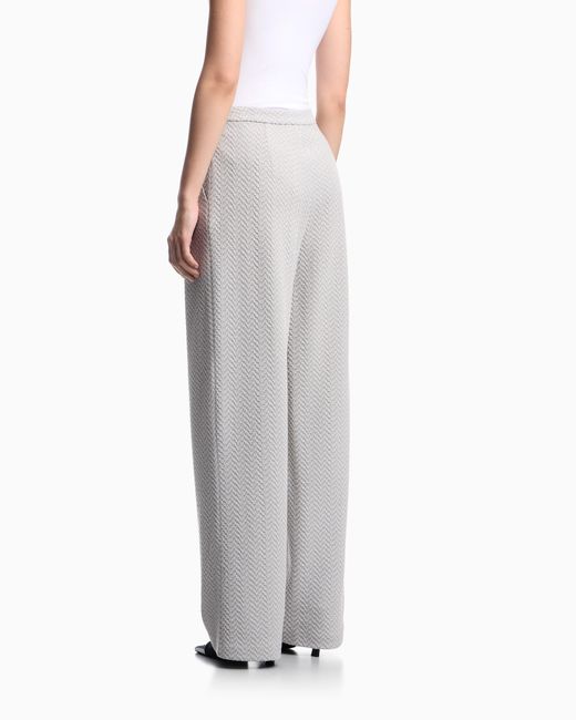 Emporio Armani White Chevron Jacquard Jersey Pants Signature Capsule