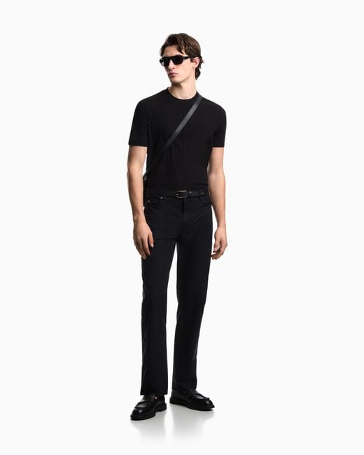 Emporio Armani Black Asv Jersey T-Shirt With Jacquard Logo for men