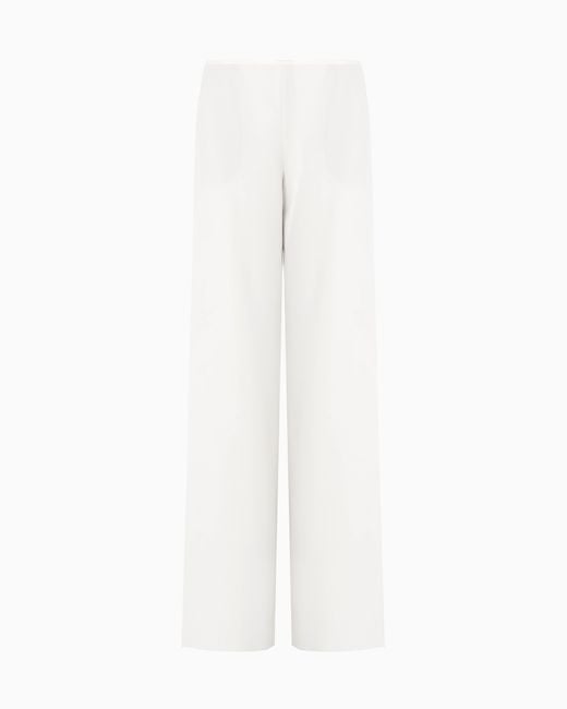 Pantalon Palazzo En Tissu Triacétate Icon Emporio Armani en coloris White