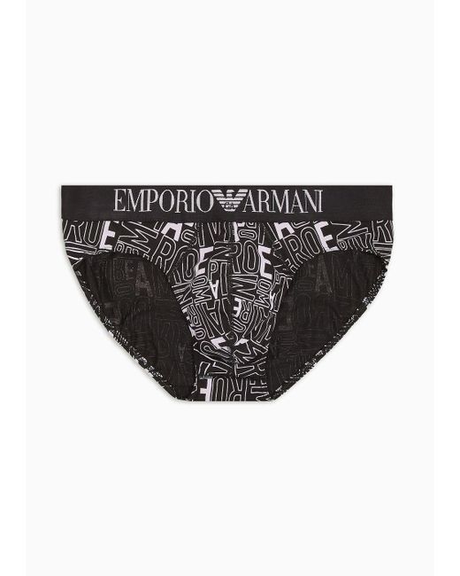 Emporio Armani Slip Mit Auffälligem Allover-logo-print in Black für Herren