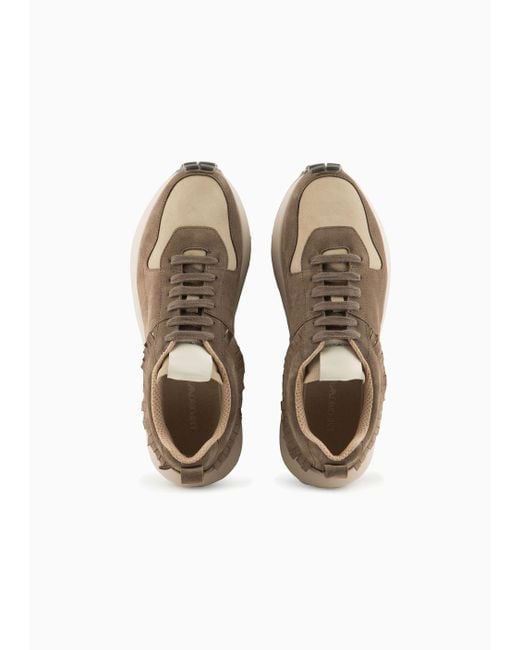 Sneakers En Cuir Suédé Avec Franges Collection Capsule Sustainability Values Emporio Armani pour homme en coloris Brown