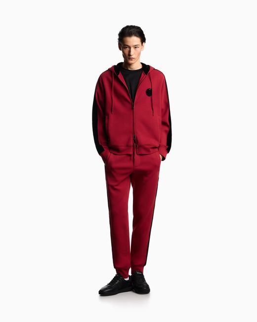 Emporio Armani Red Lunar New Year Double-Jersey Slim-Fit Joggers for men