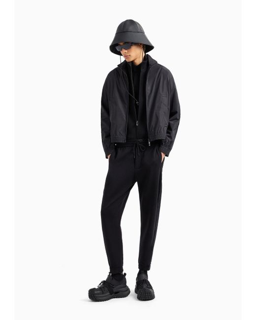 Emporio Armani Black Full-zip Blouson In Light Nylon With Logo Tape for men