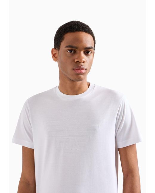 Emporio Armani White Jersey T-shirt With Jacquard Logo for men