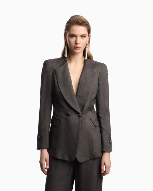 Emporio Armani Gray Icon Double-Breasted Jacket