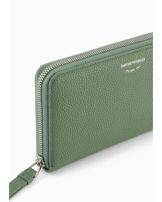 Emporio Armani Green Deer-print Myea Wallet With Wrap-around Zip