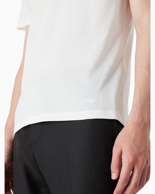 Emporio Armani White Mercerised-Jersey T-Shirt for men