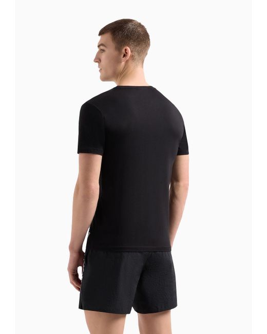 Emporio Armani Beachwear-t-shirt Aus Jersey Mit Markantem Logo-print in Black für Herren