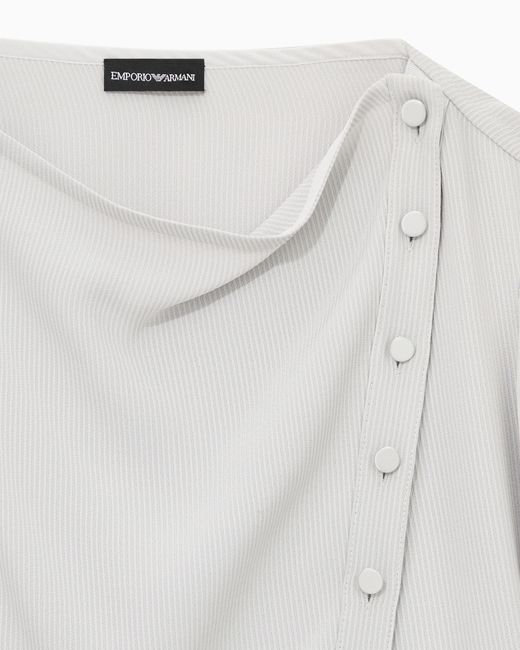 Emporio Armani White Canneté Fabric Blouse Signature Capsule