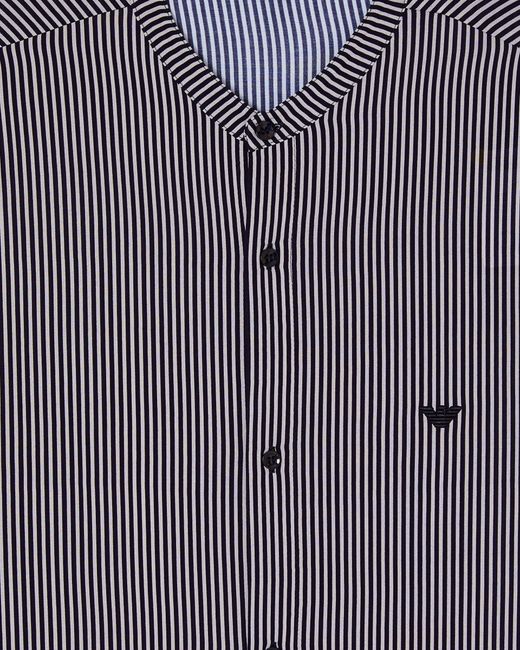 Emporio Armani Gray Striped Print Beachwear Shirt for men