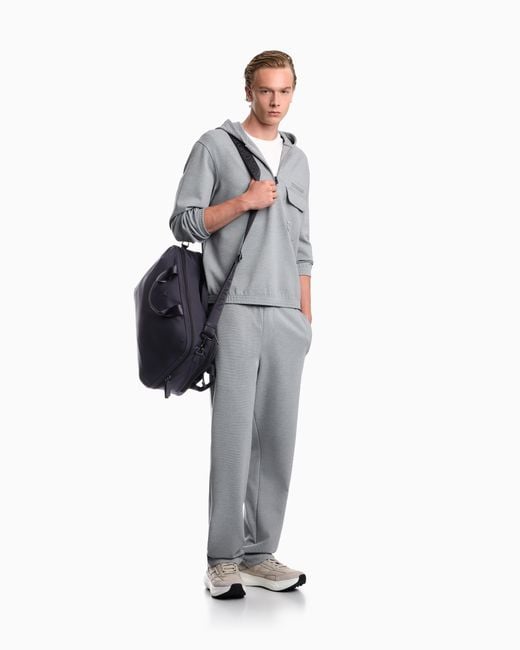 Emporio Armani Gray Jersey Piqué Travel Essential Pants for men