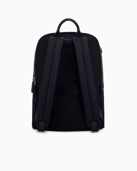 Emporio Armani Blue Backpack With A Front Zip Pocket And A Metal Logo Plaque for men
