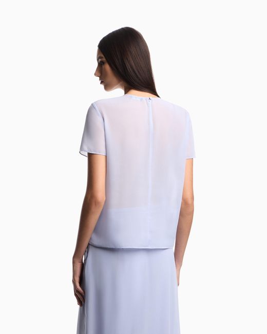 Emporio Armani Blue Two-Piece Technical Georgette Blouse