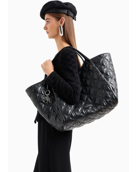 Emporio Armani Black Quilted Shopping Bag