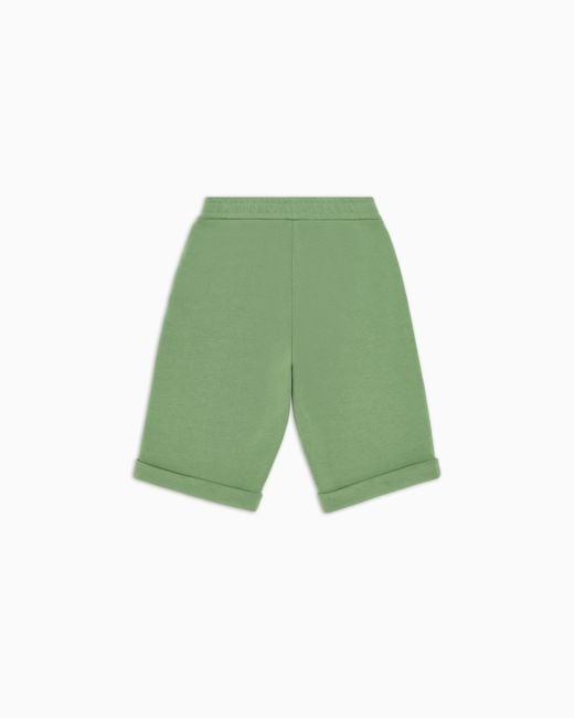 Emporio Armani Green Asv Loose-Fit Organic Jersey Bermuda Shorts With Manga Bear Crew Print for men