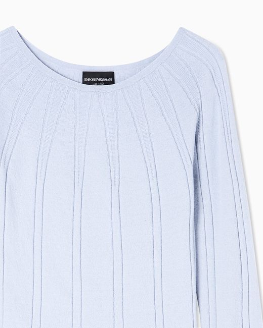Emporio Armani Blue Boat-Neck Jumper With A Links-Stitch Motif