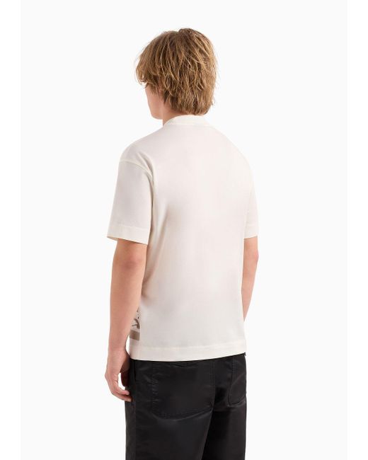 Emporio Armani Asv T-shirt Aus Einer Jersey-lyocell-mischung, Mit Stickerei Und Orient-print in White für Herren