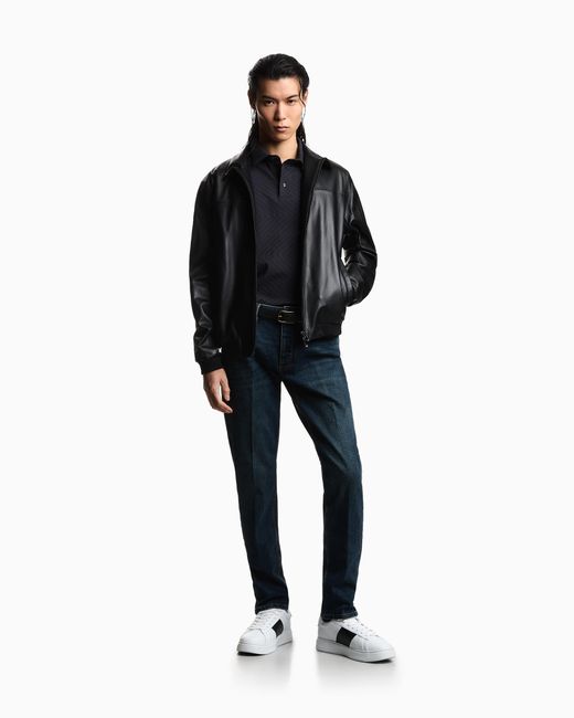 Emporio Armani Black Us Exclusive Jacquard Jersey Polo Shirt for men