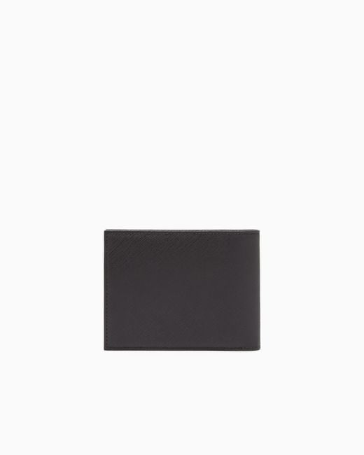 Emporio Armani White Regenerated Saffiano Bifold Wallet With Coin Pocket for men