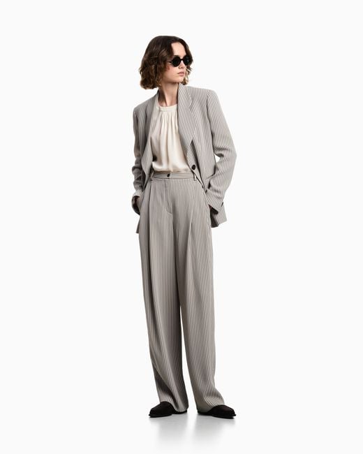 Emporio Armani White Icon Pleated Blouse