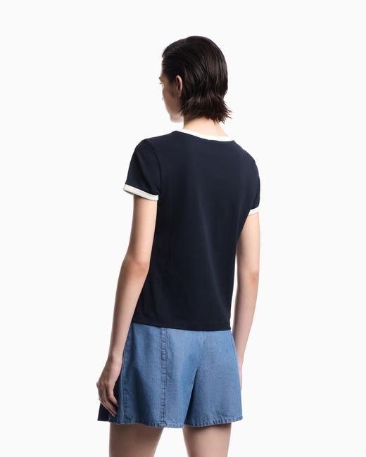 Emporio Armani Blue Eagle Club Jersey T-Shirt With Patch