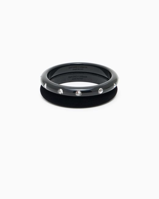 Set 2 Bracciali Rigidi Con Strass Swarovski di Emporio Armani in Black