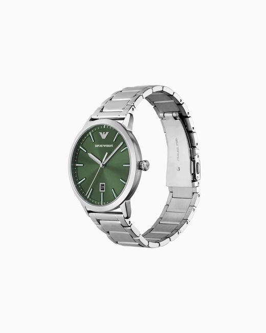 Emporio Armani Green Three-Hand Date Stainless Steel Watch for men